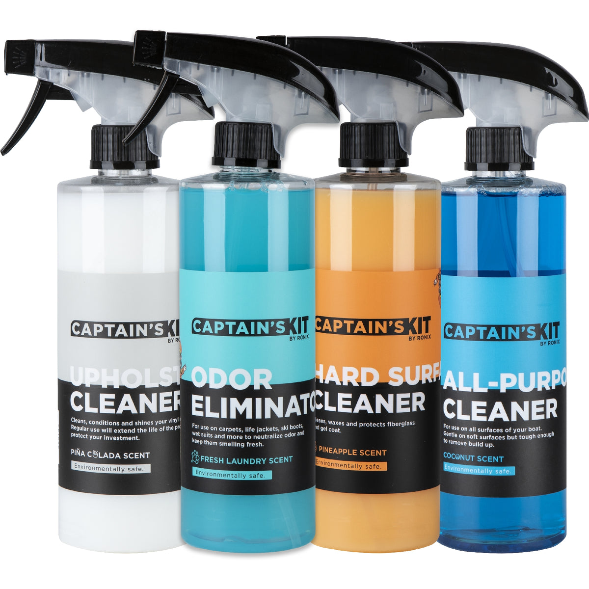 Ronix Captains Kit - 4pack - 16oz Cleaners (Upholstery, Hard Surface, Odor Elim., All Purpose)