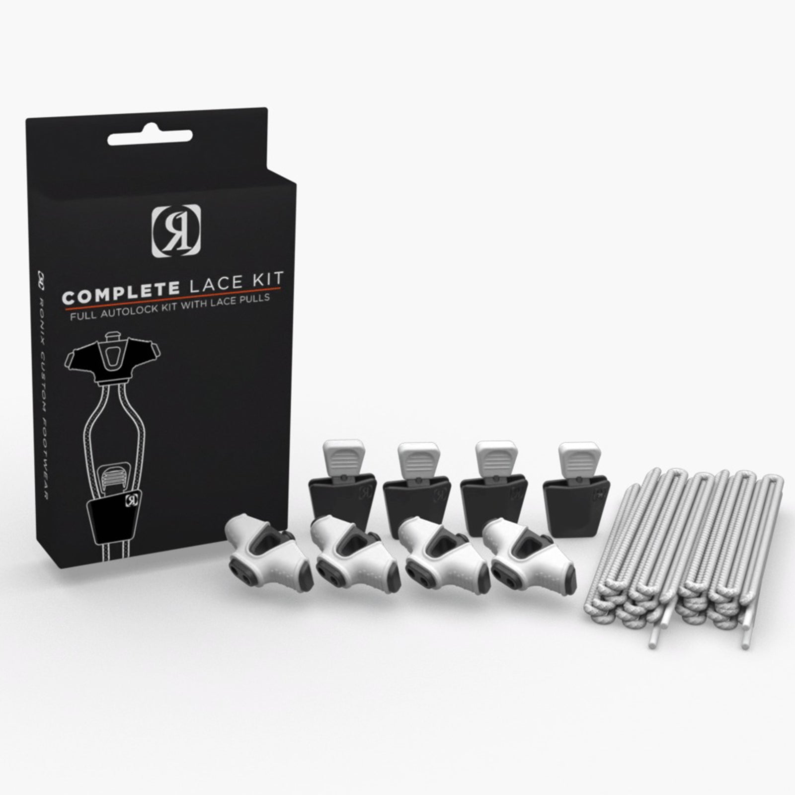 Ronix Complete Autolock Kit -White (set of 4 Laces, 4 AutoLocks, 4 Pull Handles)
