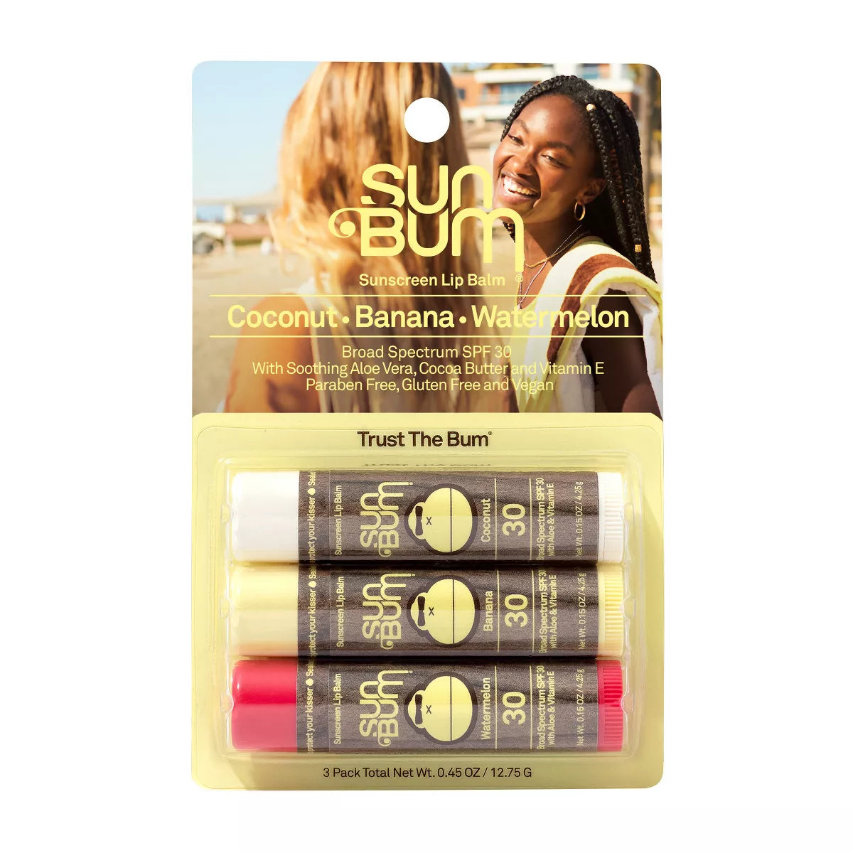 Original SPF 30 Sunscreen Lip Balm - 3-Pack Blister (Coconut, Watermelon, Banana)